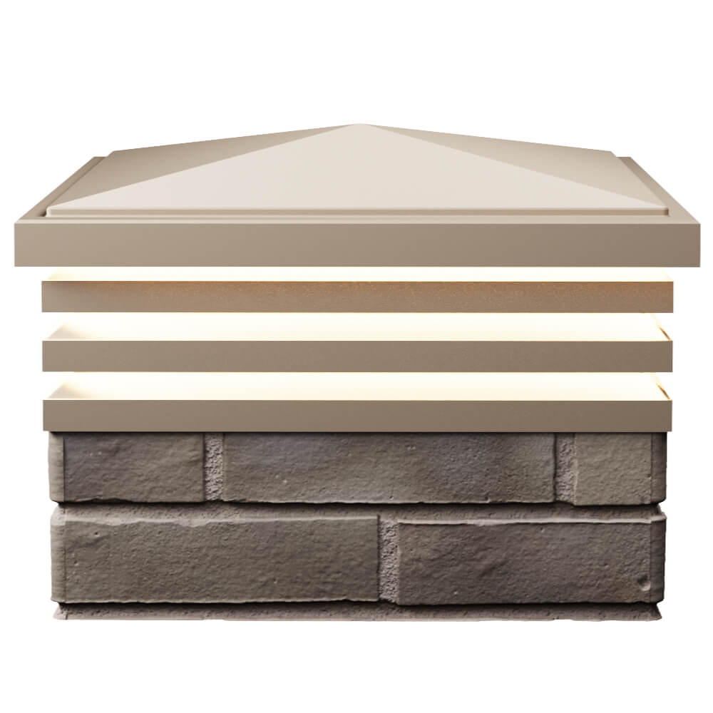 Колпак Zking Бона ХайТек Бежевый на столб 1.5х1.5 кирпича (385х385мм) с подсветкой в Оренбурге фото