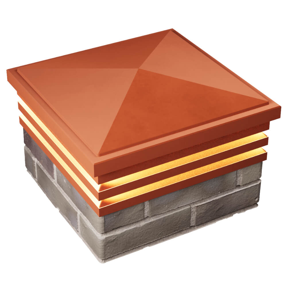 Колпак Zking Бона ХайТек Красный на столб 1.5х1.5 кирпича (385х385мм) с подсветкой в Оренбурге фото