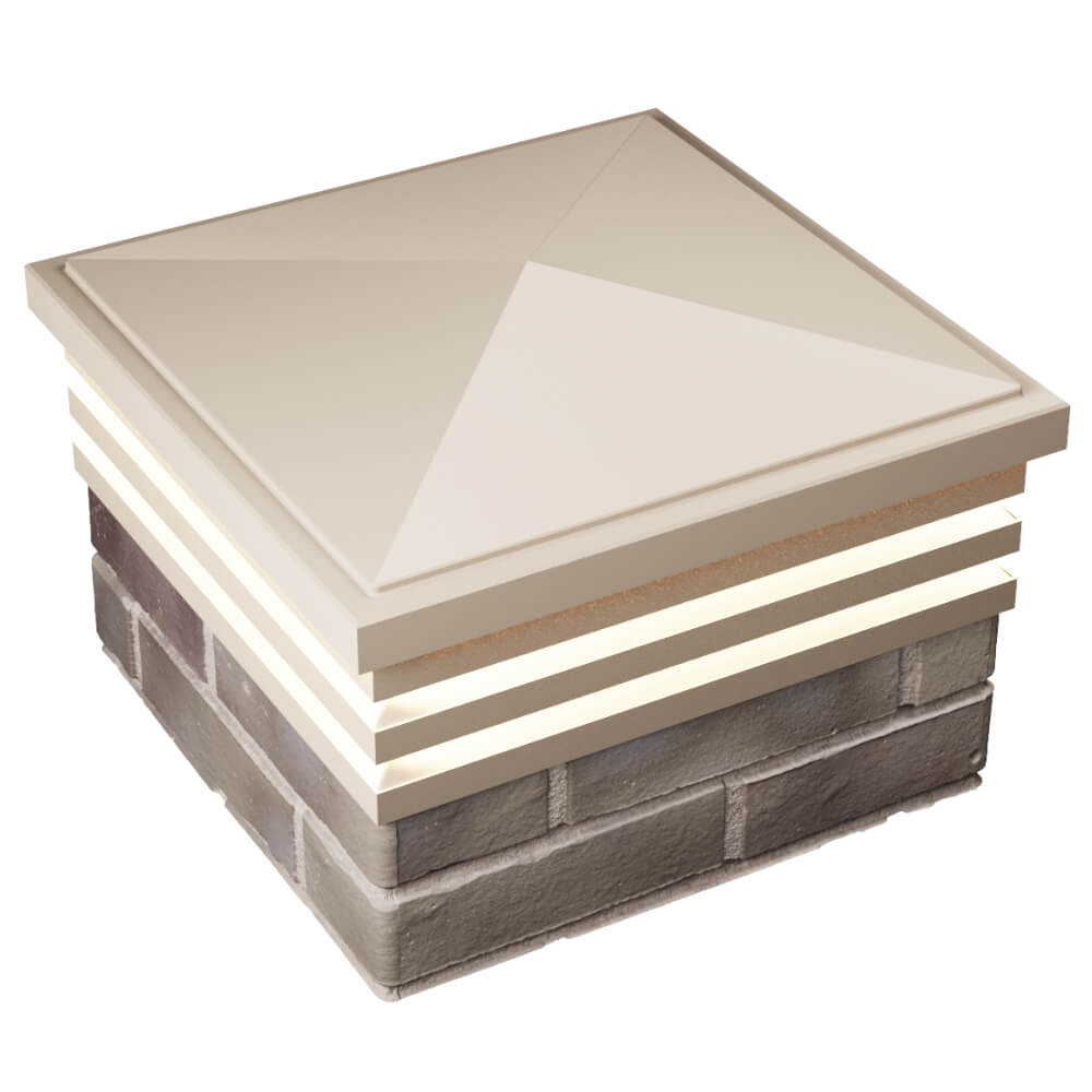 Колпак Zking Бона ХайТек Бежевый на столб 1.5х1.5 кирпича (385х385мм) с подсветкой в Оренбурге фото