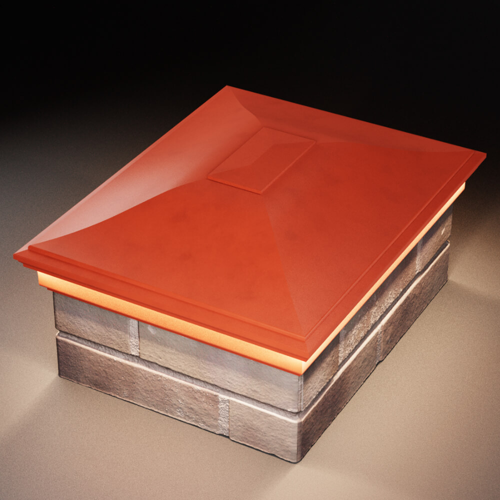 Колпак Zking Монблан Красный на столб 2х1.5 кирпича (515х385мм) c подсветкой в Оренбурге фото