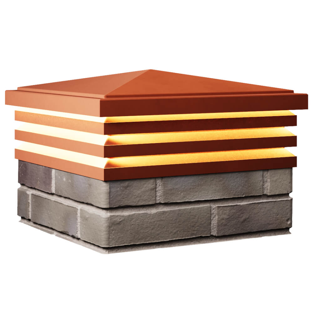 Колпак Zking Бона ХайТек Красный на столб 1.5х1.5 кирпича (385х385мм) с подсветкой в Оренбурге фото