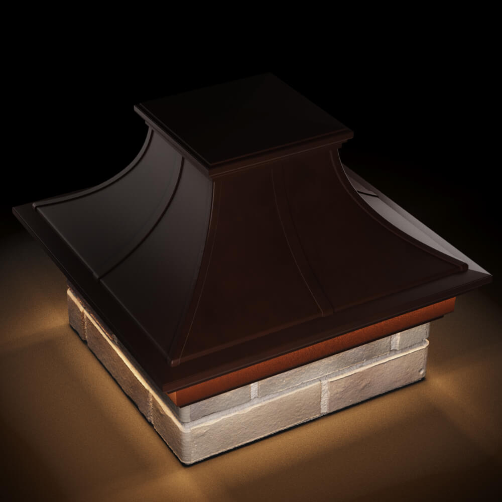 Колпак Zking Монблан Премиум Коричневый на столб 1.5х1.5 кирпича (385х385мм) с подсветкой в Оренбурге фото