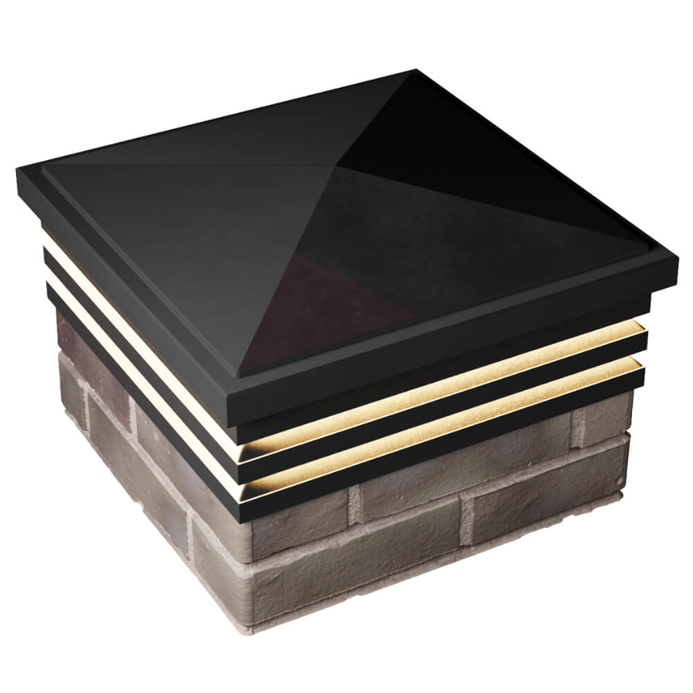 Колпак Zking Бона ХайТек Черный на столб 1.5х1.5 кирпича (385х385мм) с подсветкой в Оренбурге фото