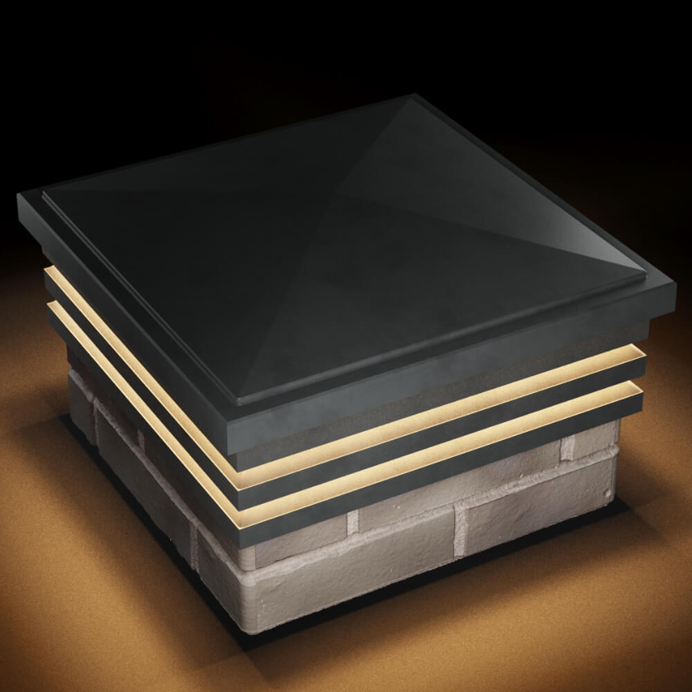 Колпак Zking Бона ХайТек Серый на столб 1.5х1.5 кирпича (385х385мм) с подсветкой в Оренбурге фото