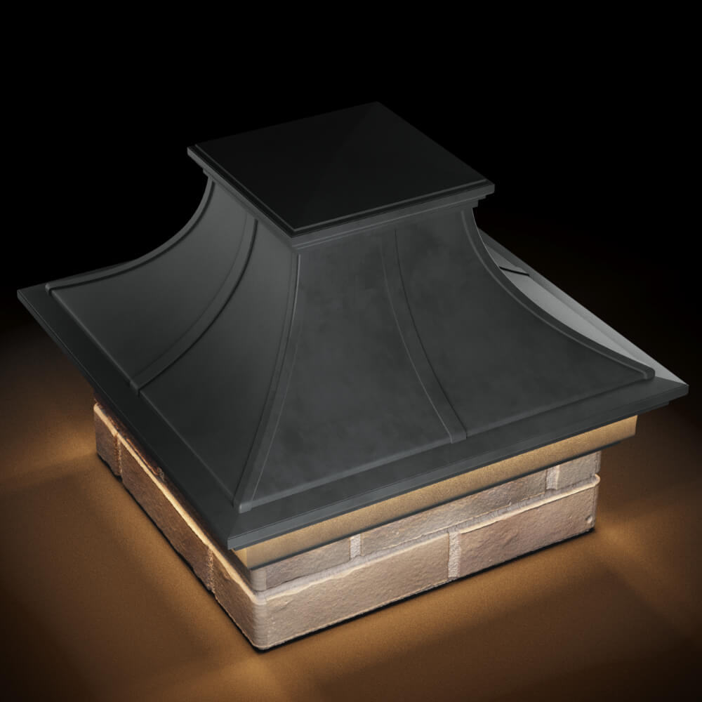 Колпак Zking Монблан Премиум Серый на столб 1.5х1.5 кирпича (385х385мм) с подсветкой в Оренбурге фото