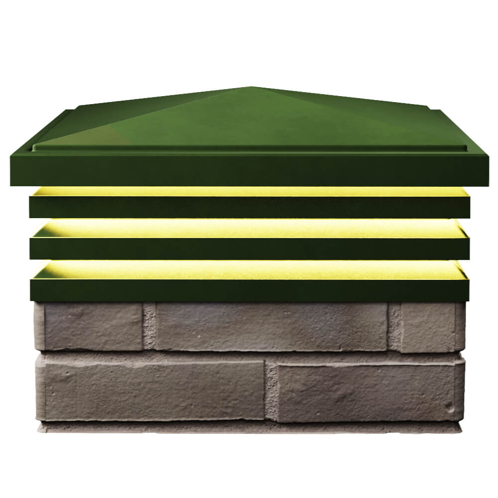 Колпак Zking Бона ХайТек Зеленый на столб 1.5х1.5 кирпича (385х385мм) с подсветкой в Оренбурге фото