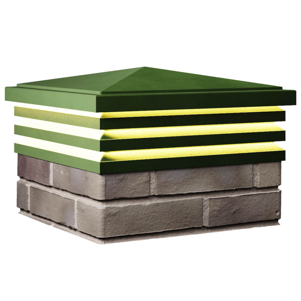 Колпак Zking Бона ХайТек Зеленый на столб 1.5х1.5 кирпича (385х385мм) с подсветкой в Оренбурге фото