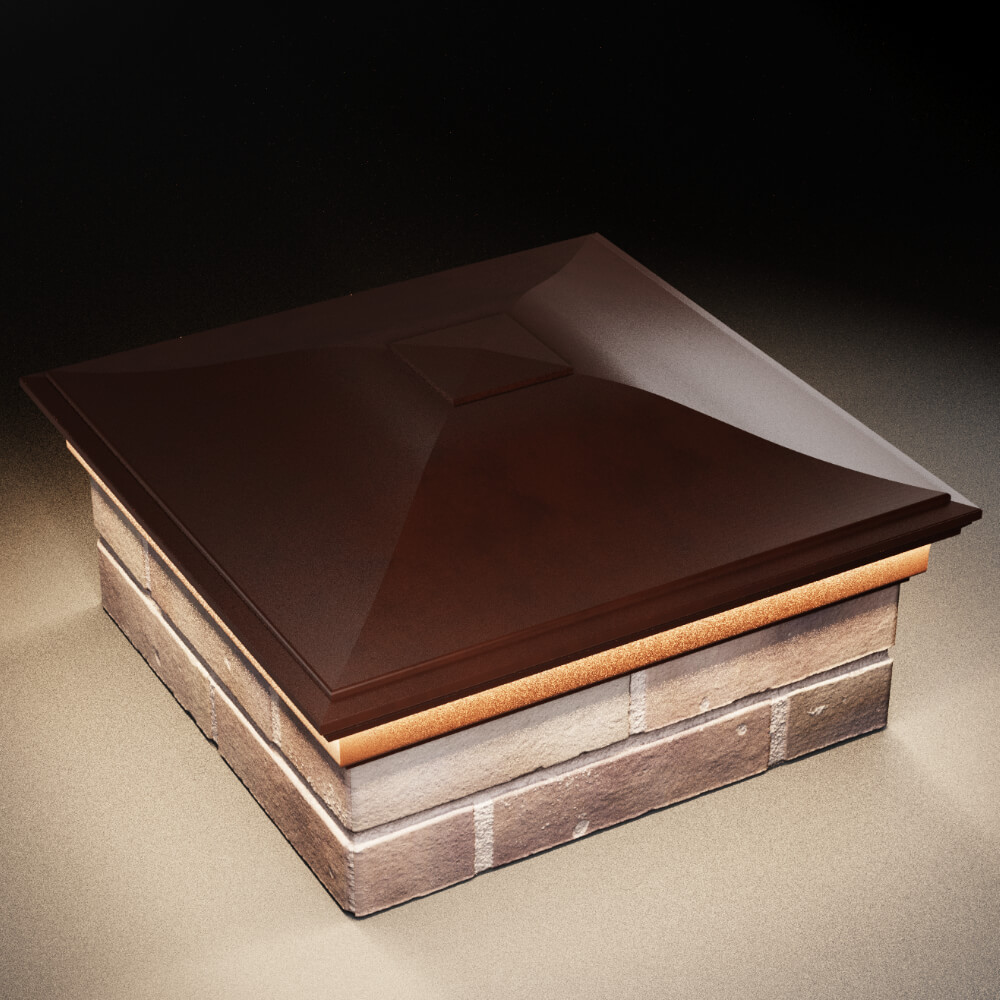 Колпак Zking Монблан Коричневый на столб 2х2 кирпича (515х515мм) c подсветкой в Оренбурге фото