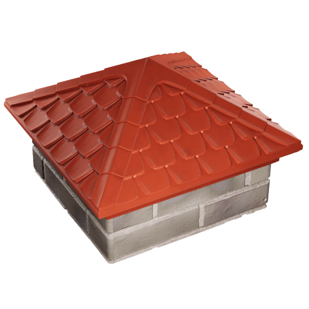 Колпак Zking Эльбрус Красный на столб 1.5х1.5 кирпича (385х385мм) в Оренбурге фото