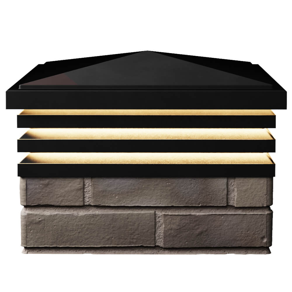 Колпак Zking Бона ХайТек Черный на столб 1.5х1.5 кирпича (385х385мм) с подсветкой в Оренбурге фото