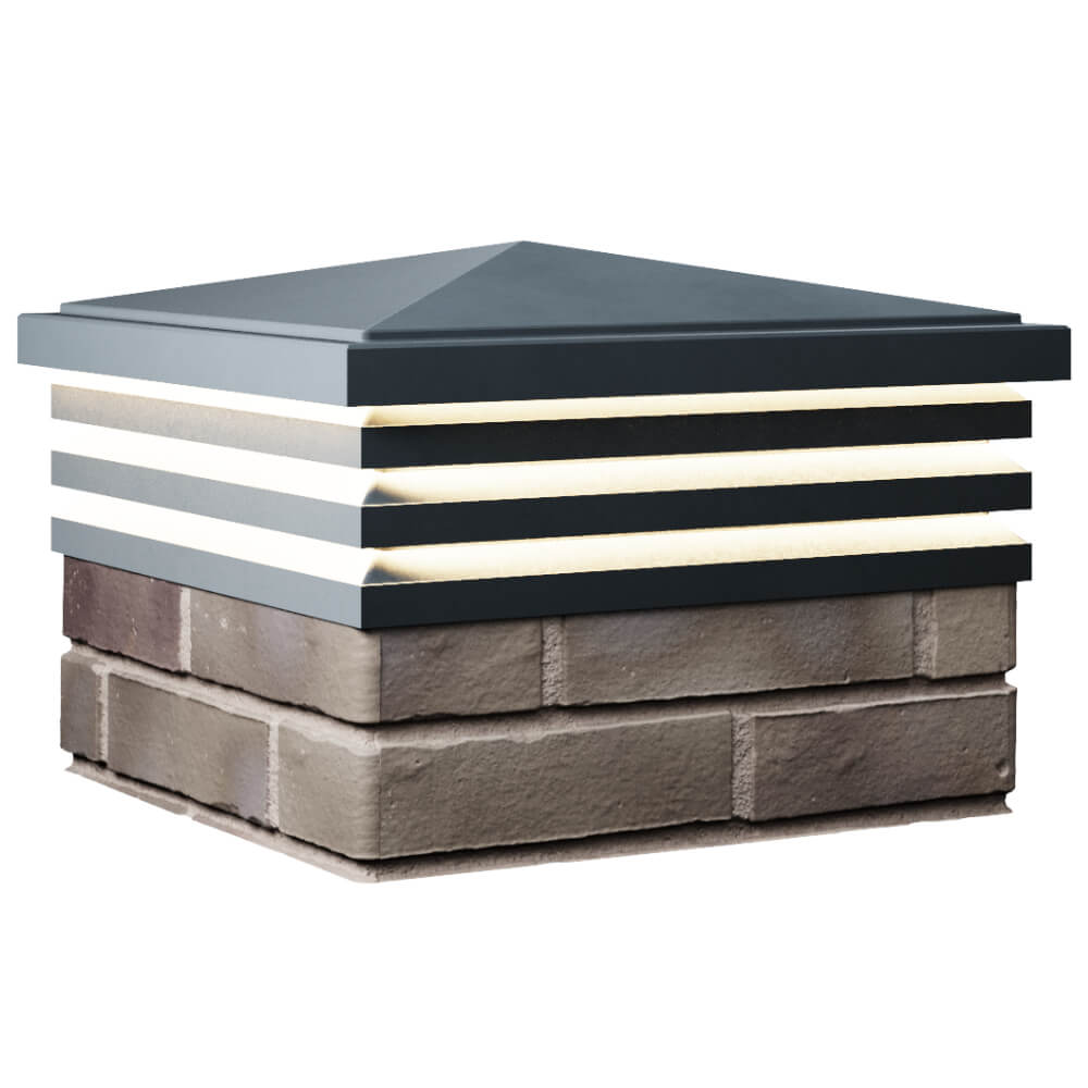 Колпак Zking Бона ХайТек Серый на столб 1.5х1.5 кирпича (385х385мм) с подсветкой в Оренбурге фото