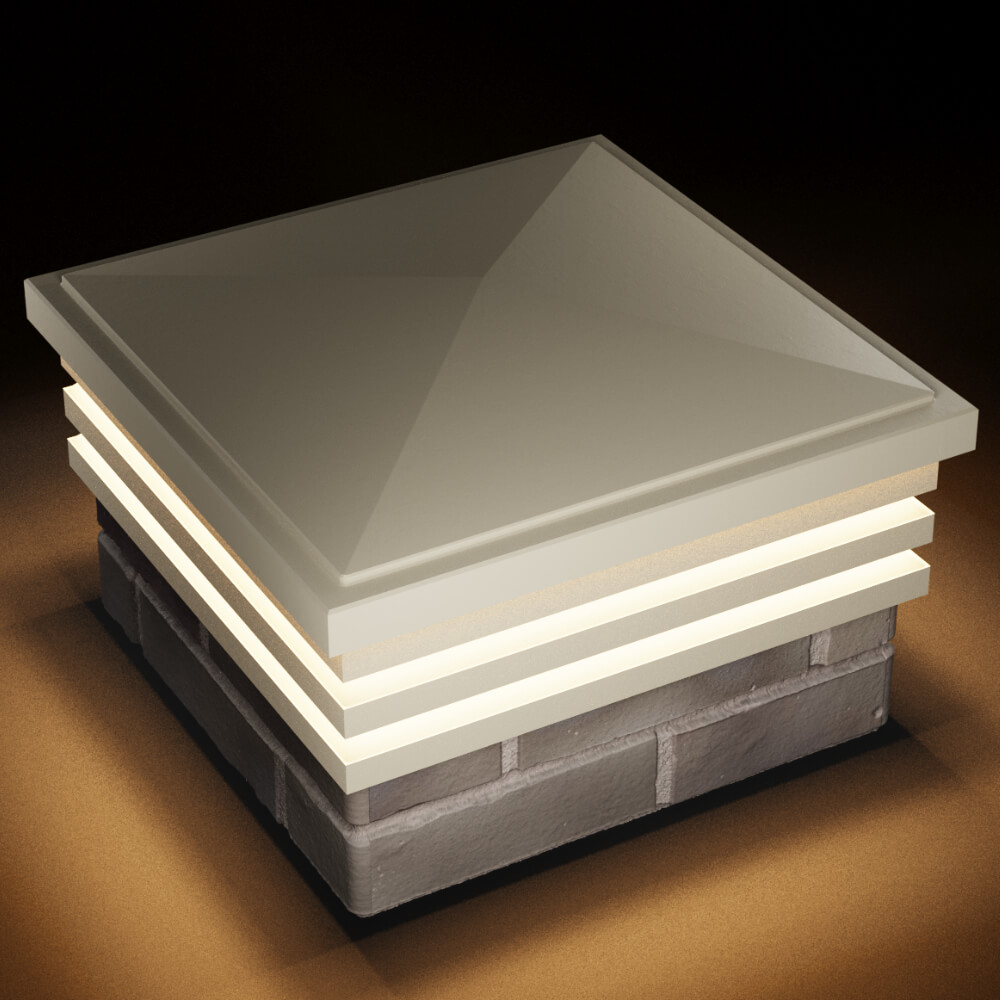 Колпак Zking Бона ХайТек Бежевый на столб 1.5х1.5 кирпича (385х385мм) с подсветкой в Оренбурге фото