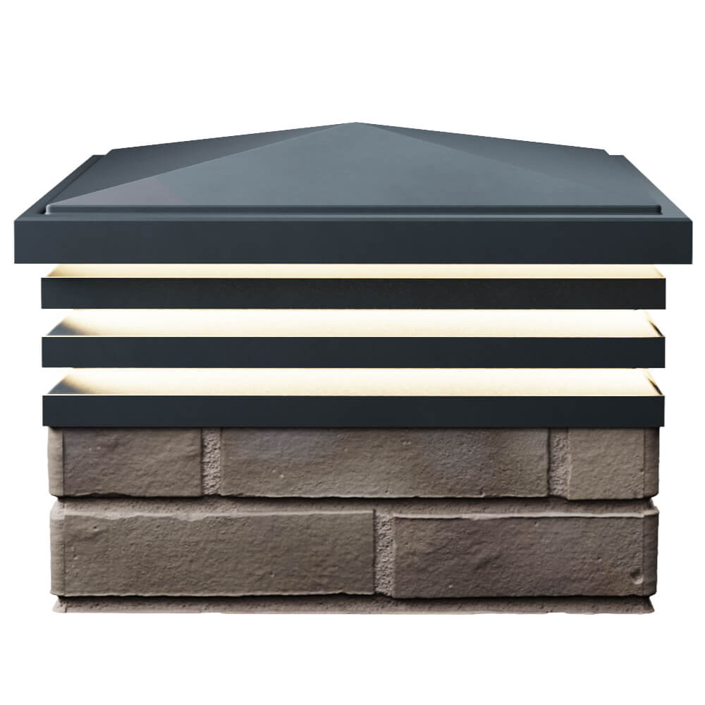 Колпак Zking Бона ХайТек Серый на столб 1.5х1.5 кирпича (385х385мм) с подсветкой в Оренбурге фото