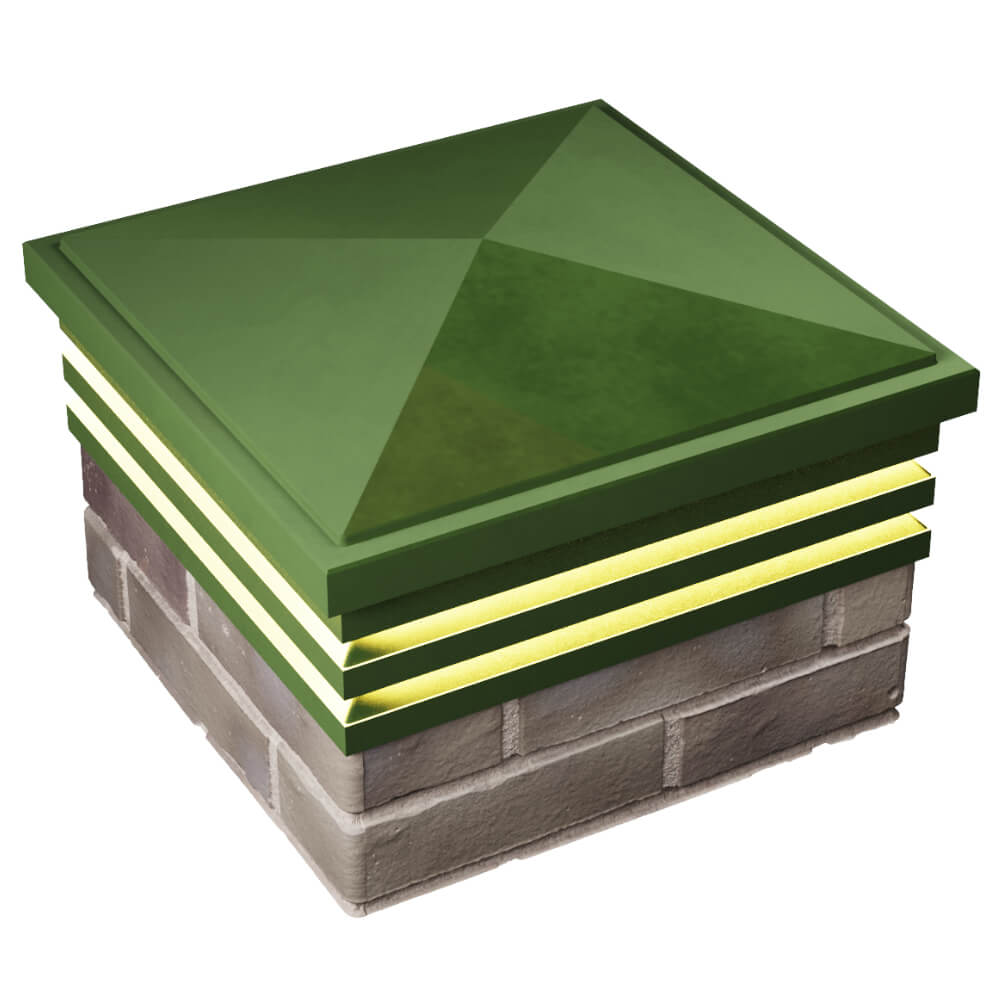 Колпак Zking Бона ХайТек Зеленый на столб 1.5х1.5 кирпича (385х385мм) с подсветкой в Оренбурге фото