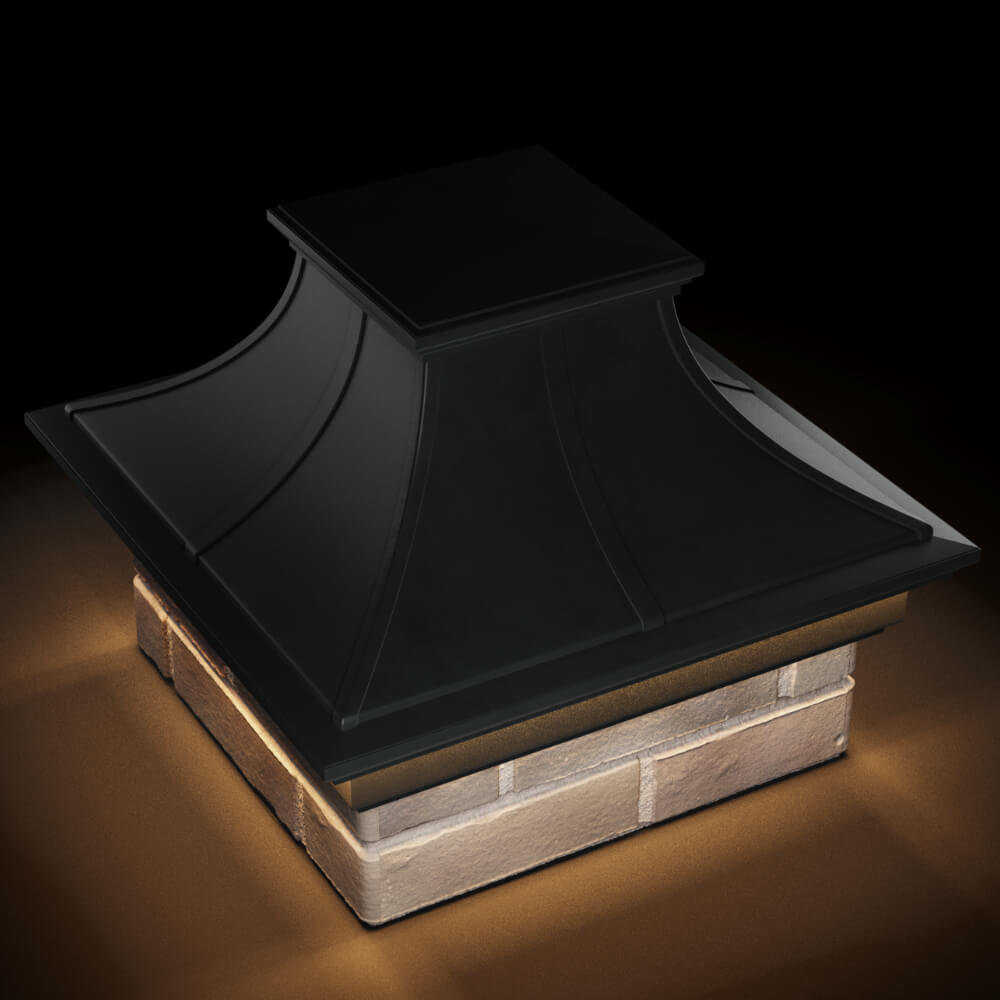 Колпак Zking Монблан Премиум Черный на столб 1.5х1.5 кирпича (385х385мм) с подсветкой в Оренбурге фото