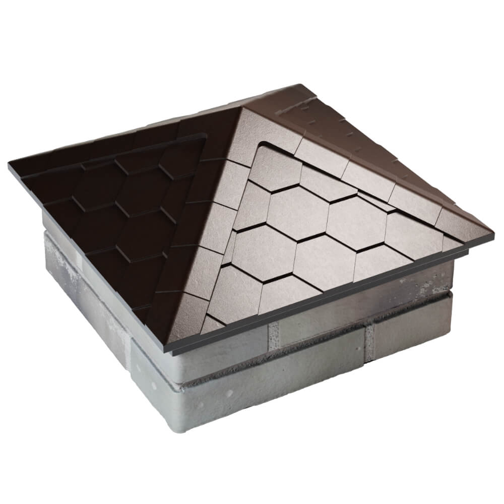 Колпак Zking Эверест Коричневый на столб 1.5х1.5 кирпича (390х390мм) в Оренбурге фото