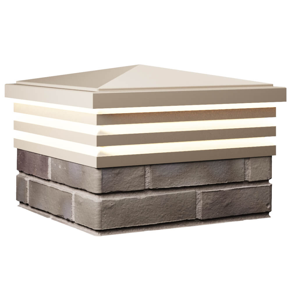 Колпак Zking Бона ХайТек Бежевый на столб 1.5х1.5 кирпича (385х385мм) с подсветкой в Оренбурге фото