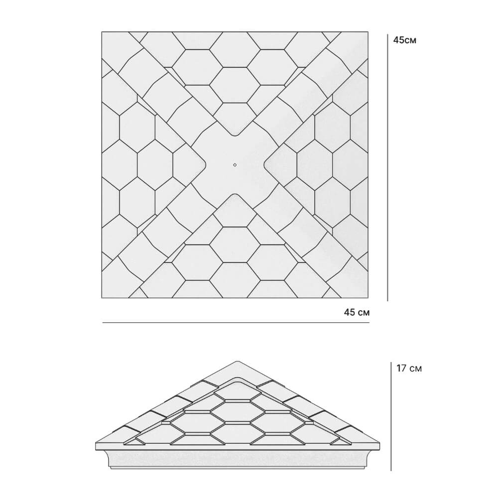 Колпак Zking Эверест Серый на столб 1.5х1.5 кирпича (390х390мм) в Оренбурге фото