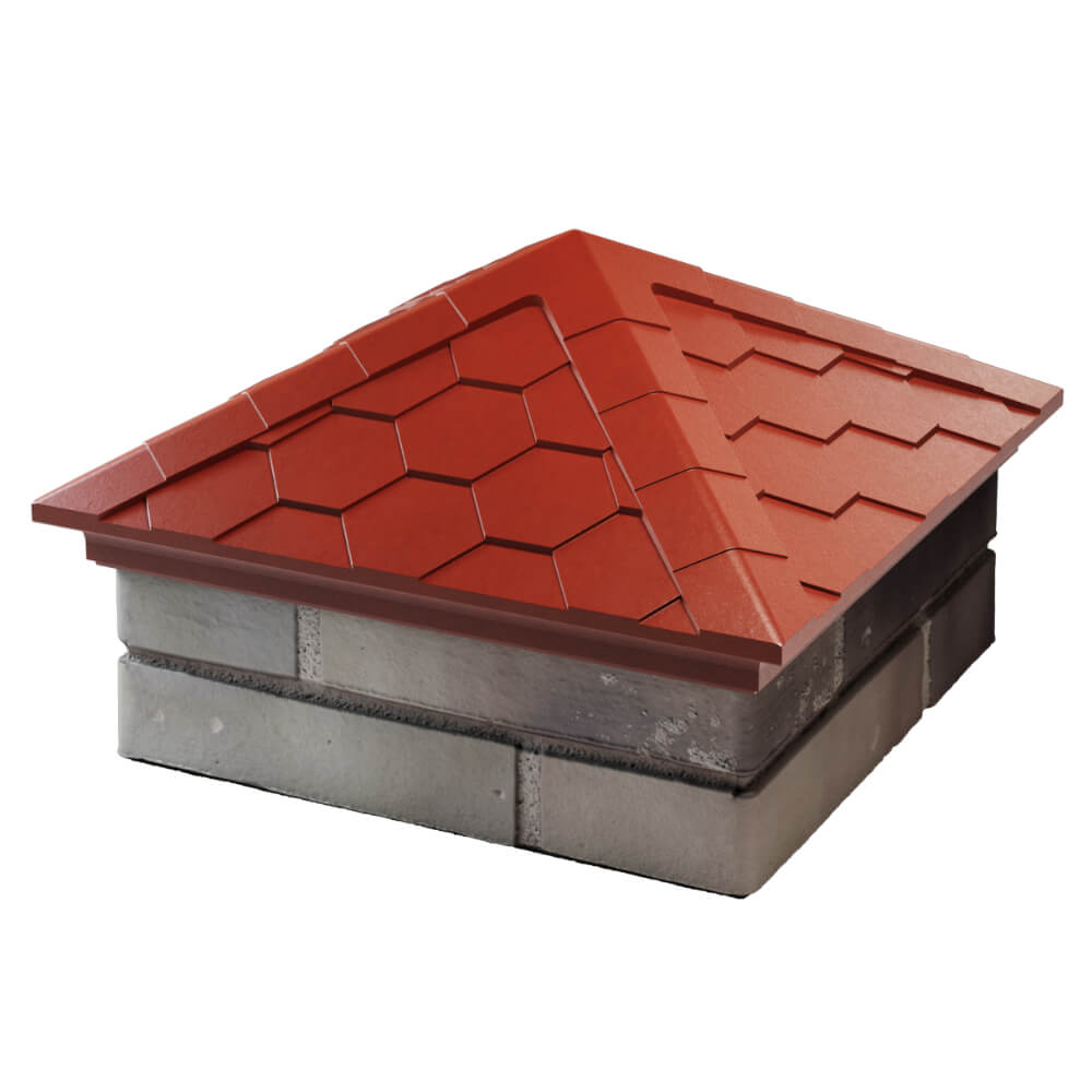 Колпак Zking Эверест Красный на столб 1.5х1.5 кирпича (390х390мм) в Оренбурге фото