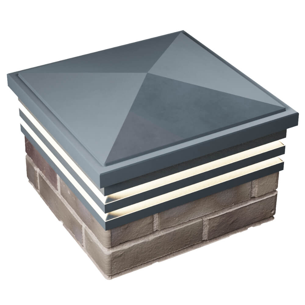 Колпак Zking Бона ХайТек Серый на столб 1.5х1.5 кирпича (385х385мм) с подсветкой в Оренбурге фото