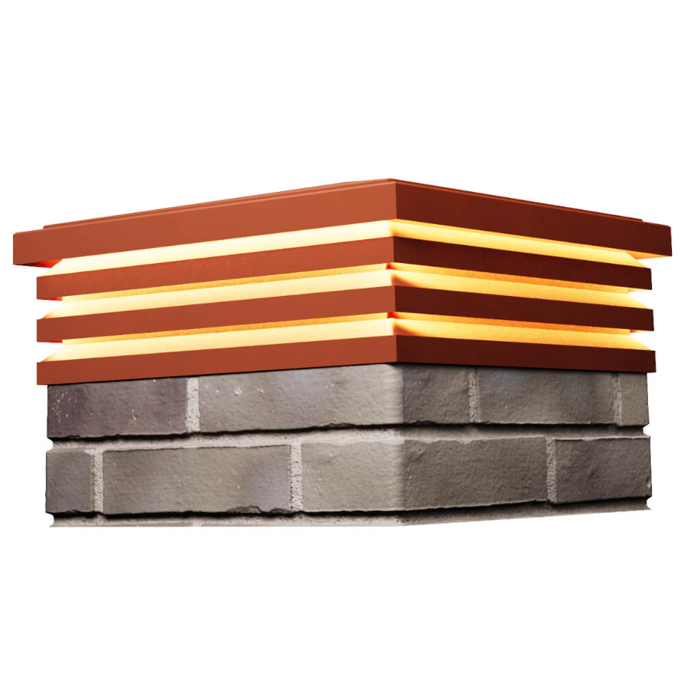 Колпак Zking Бона ХайТек Красный на столб 1.5х1.5 кирпича (385х385мм) с подсветкой в Оренбурге фото