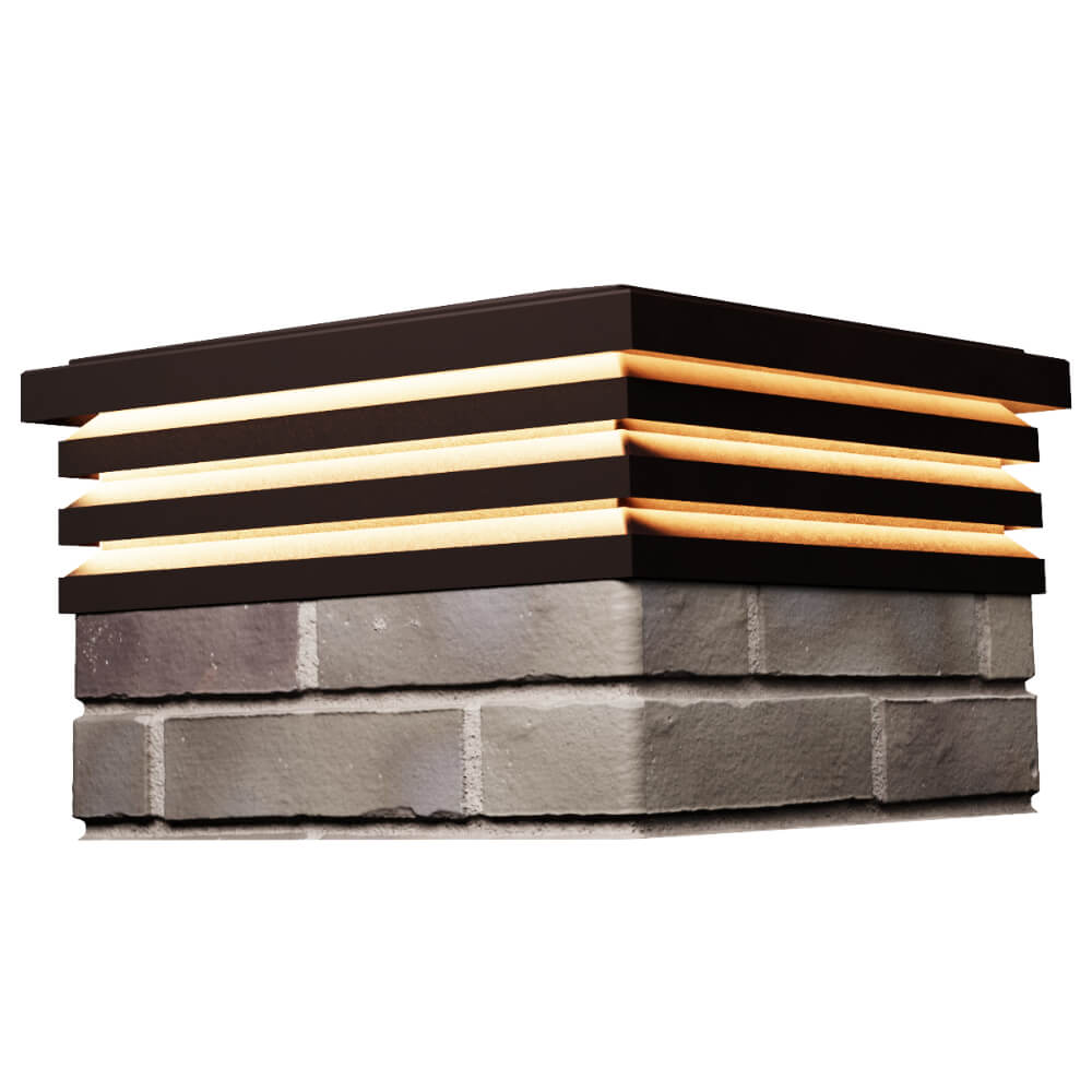 Колпак Zking Бона ХайТек Коричневый на столб 1.5х1.5 кирпича (385х385мм) с подсветкой в Оренбурге фото