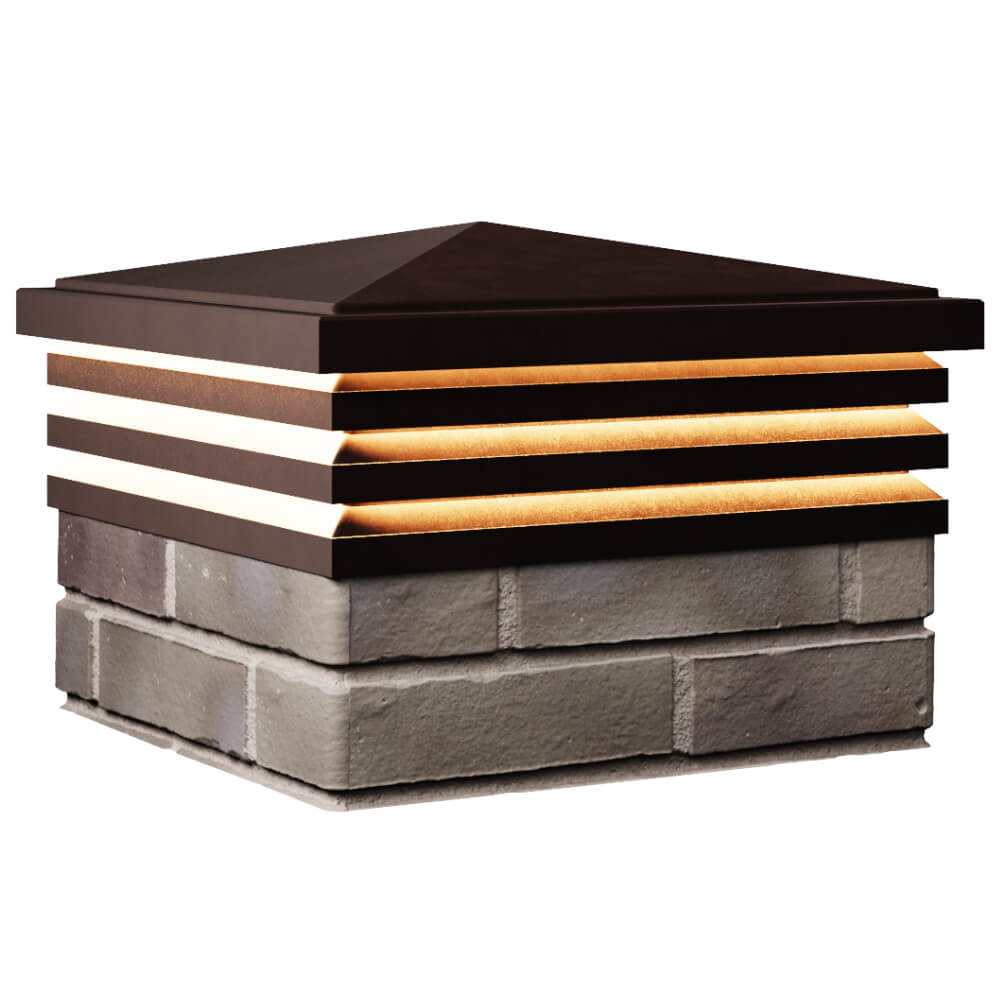 Колпак Zking Бона ХайТек Коричневый на столб 1.5х1.5 кирпича (385х385мм) с подсветкой в Оренбурге фото