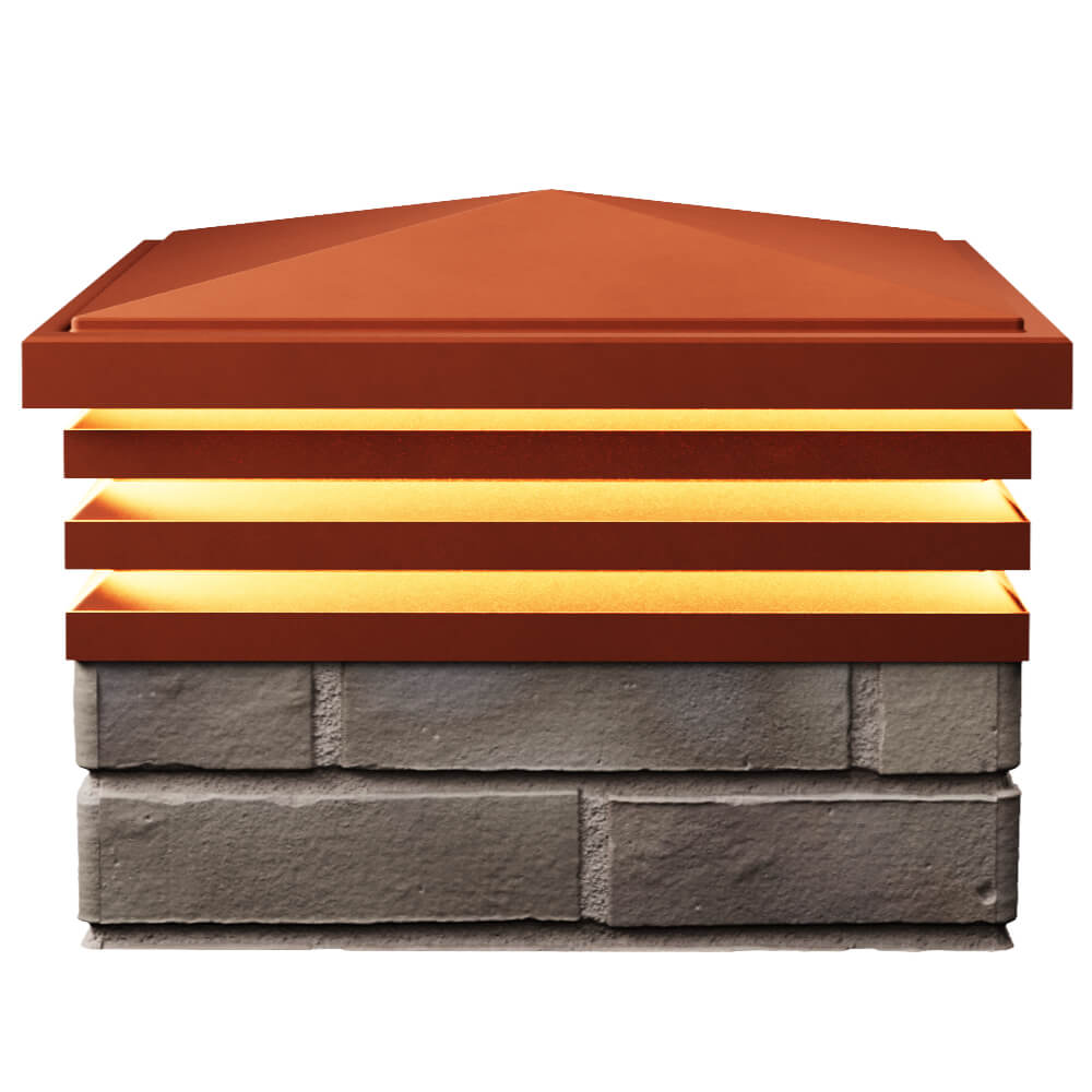 Колпак Zking Бона ХайТек Красный на столб 1.5х1.5 кирпича (385х385мм) с подсветкой в Оренбурге фото