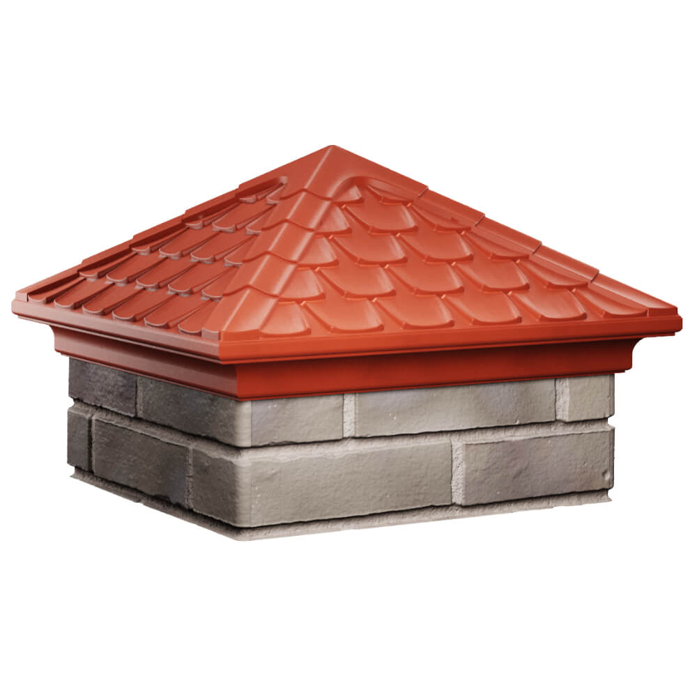 Колпак Zking Эльбрус Красный на столб 1.5х1.5 кирпича (385х385мм) в Оренбурге фото