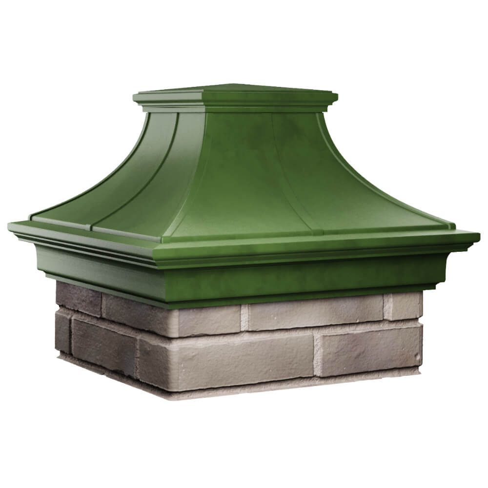 Колпак Zking Монблан Премиум Зеленый на столб 1.5х1.5 кирпича (385х385мм) в Оренбурге фото