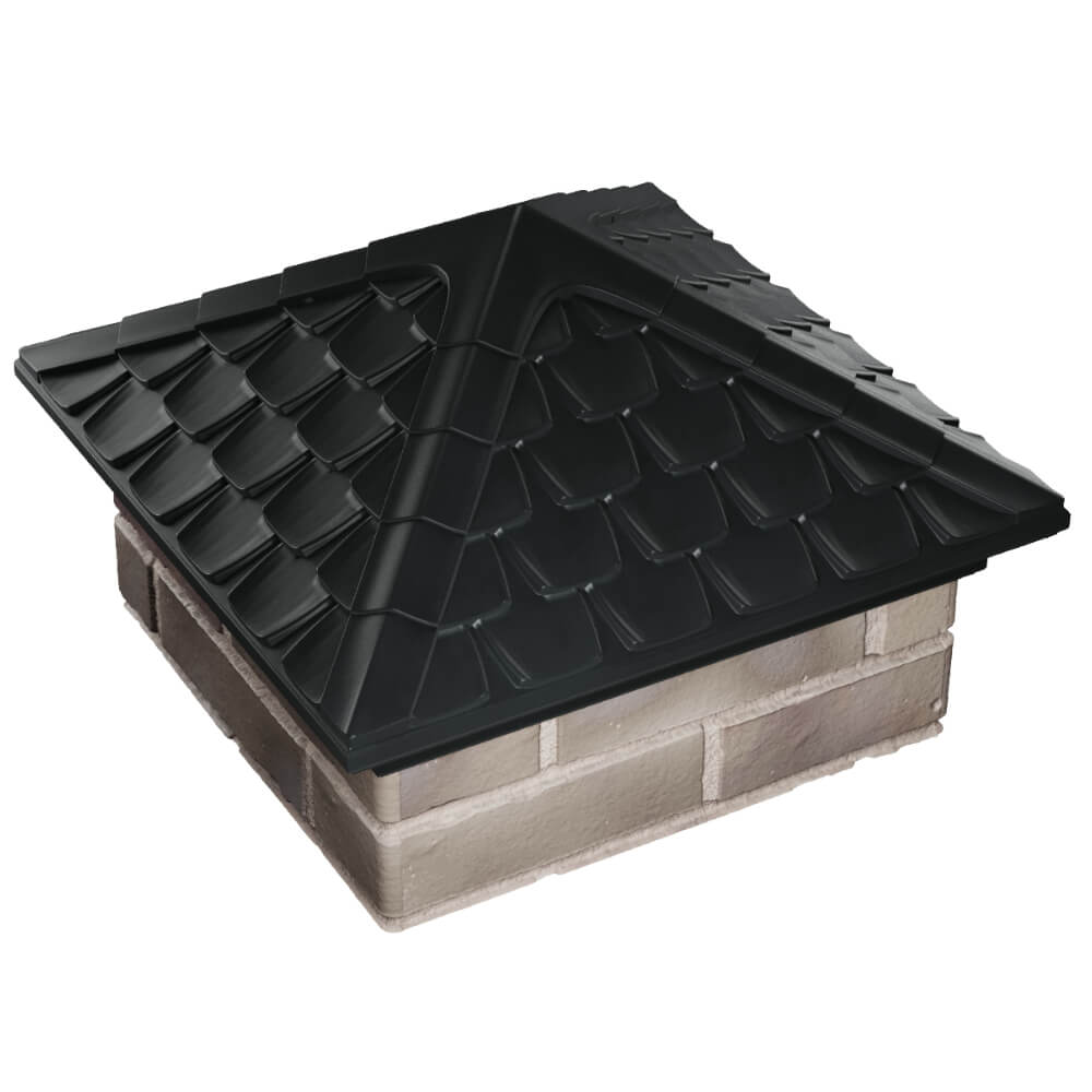 Колпак Zking Эльбрус Черный на столб 1.5х1.5 кирпича (385х385мм) в Оренбурге фото