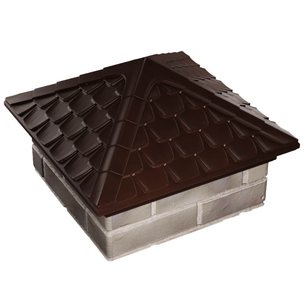 Колпак Zking Эльбрус Коричневый на столб 1.5х1.5 кирпича (385х385мм) в Оренбурге фото