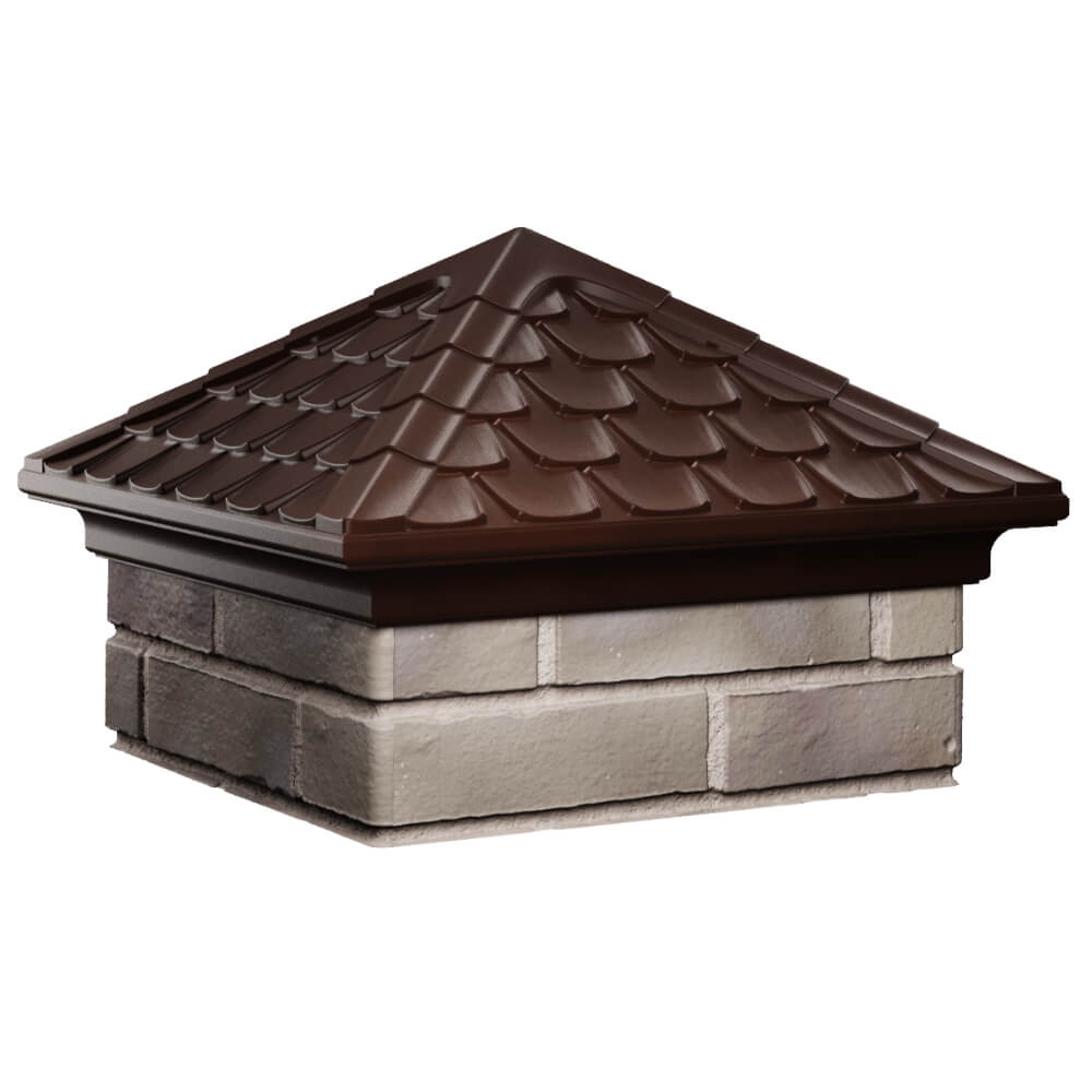 Колпак Zking Эльбрус Коричневый на столб 1.5х1.5 кирпича (385х385мм) в Оренбурге фото