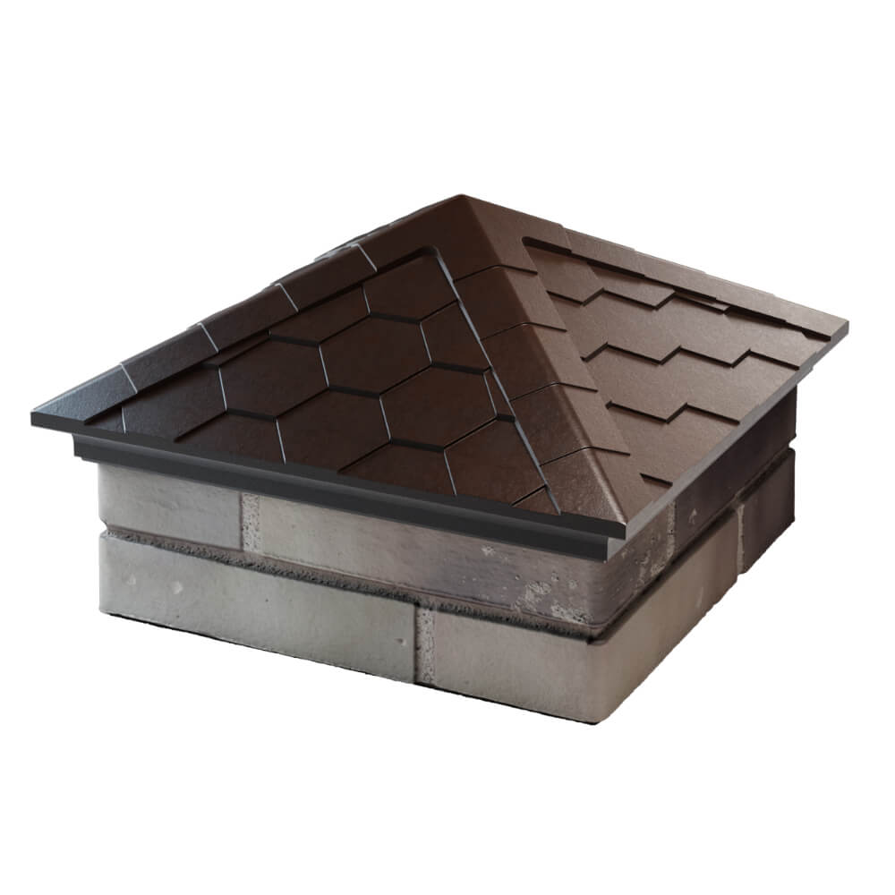 Колпак Zking Эверест Коричневый на столб 1.5х1.5 кирпича (390х390мм) в Оренбурге фото