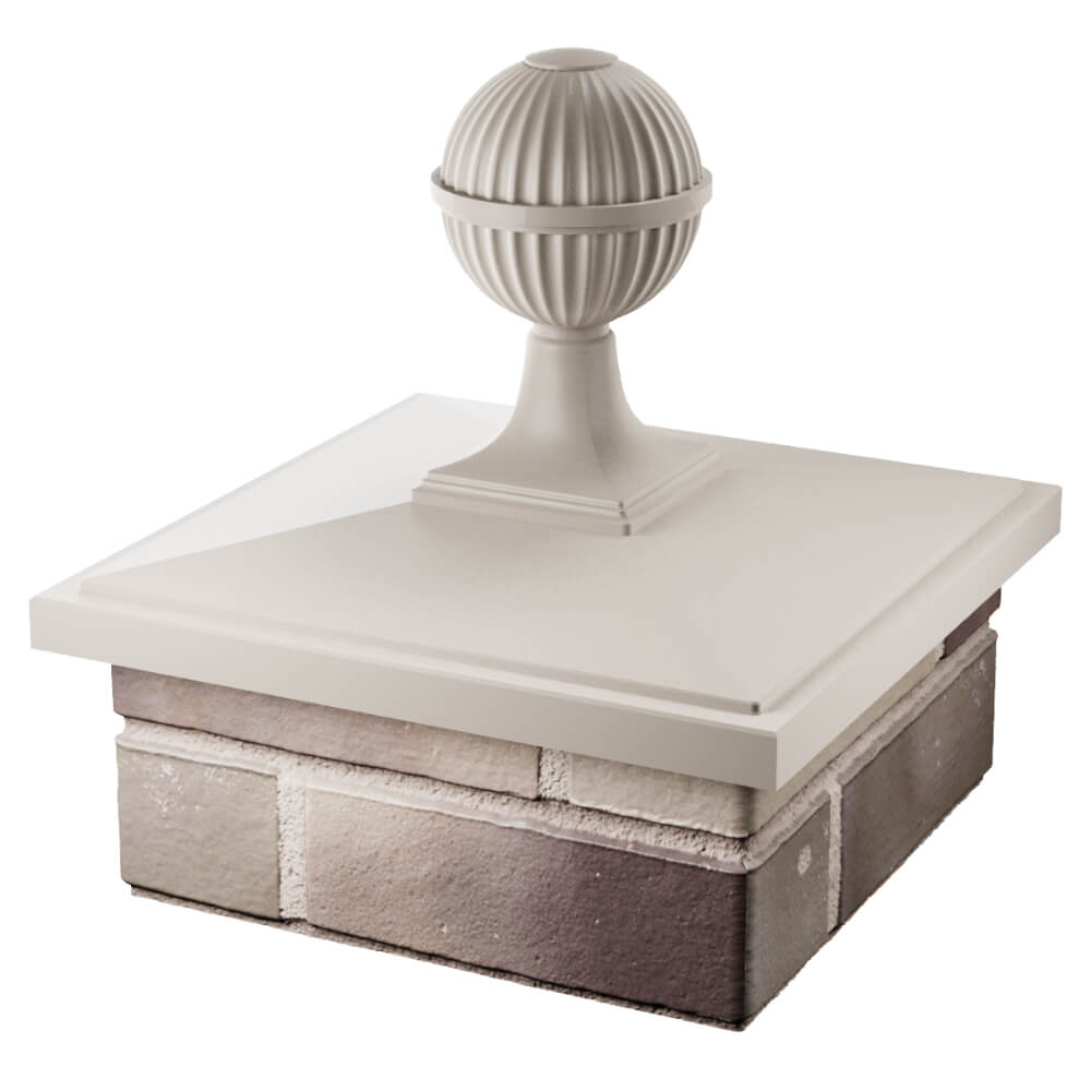 Колпак Zking БонаМоно Бежевый с шаром на столб 1.5х1.5 кирпича (385х385, 400х400мм) в сборе в Оренбурге фото
